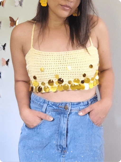 Top Cropped com Paetê | Crochê