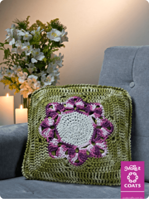 Almofada flor de primavera | Crochê