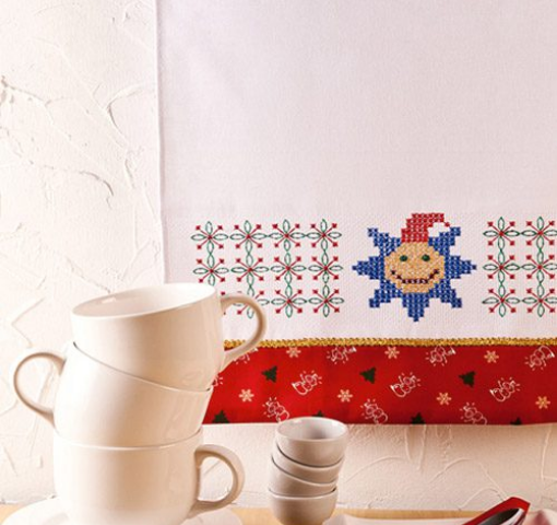 Pano de Copa com estrela Noel | Bordado