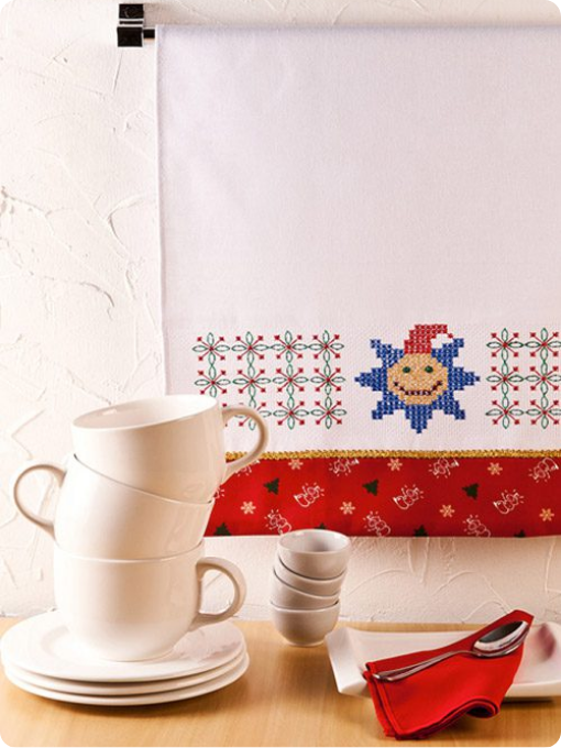 Pano de Copa com estrela Noel | Bordado