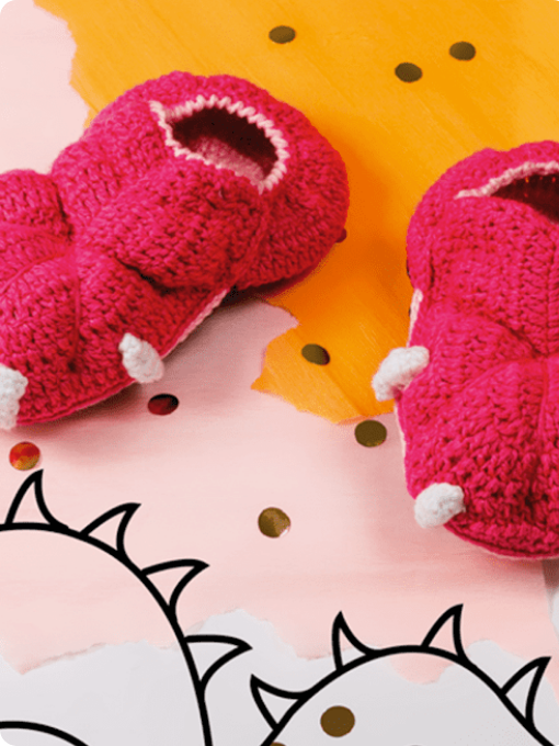 Pantufa de Dragão Rosa | Crochê