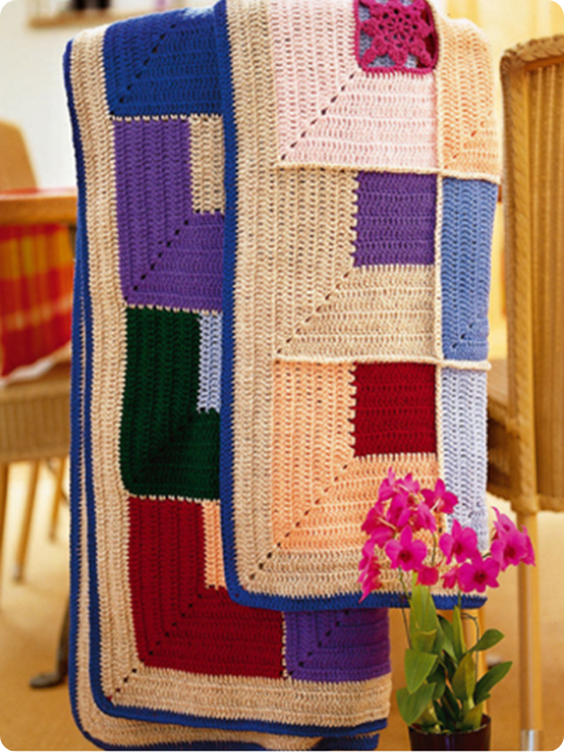 Manta de Quadrados Bicolores | Crochê