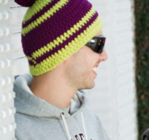 Gorro Verde e Roxo | Crochê