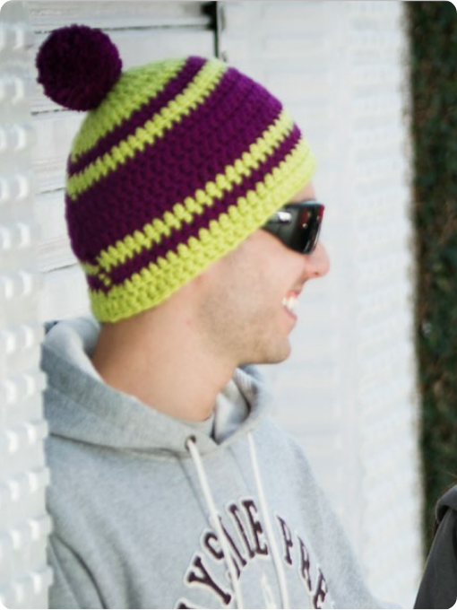 Gorro Verde e Roxo | Crochê