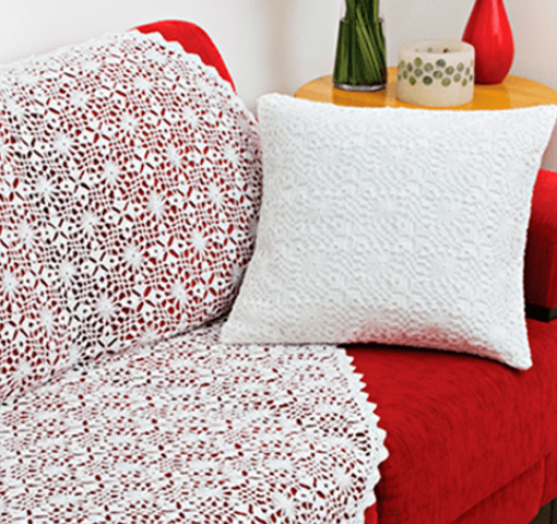 Manta de Sofá e Almofadas | Crochê