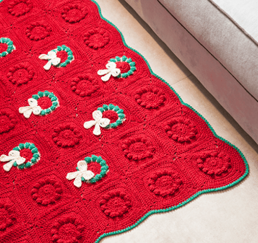 Tapete de Natal com Guirlandas | Crochê