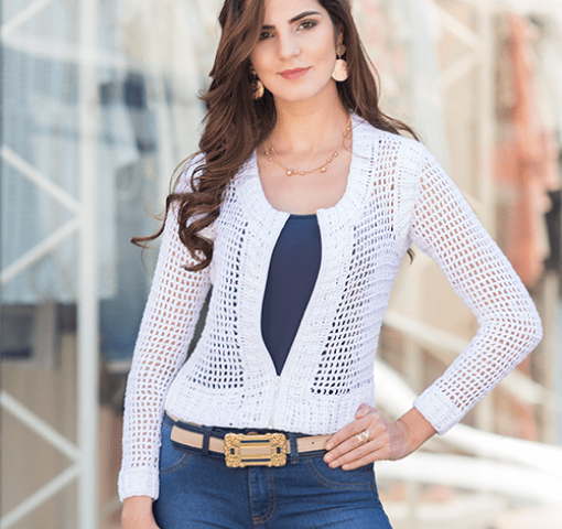 Blusa Branca com Zíper | Crochê