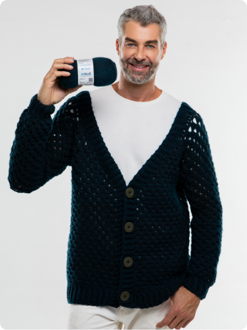 Cardigã Masculino Cisne Ateliê | Crochê