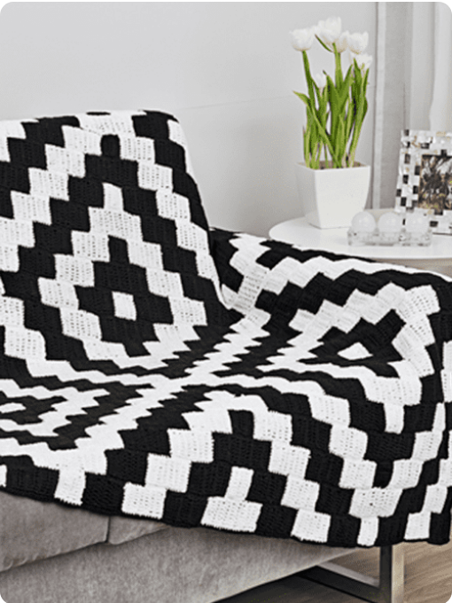 Manta Preto e Branco | Crochê