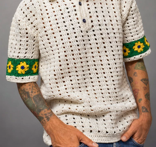 Polo Brasil Masculina | Camila Fashion | Crochê