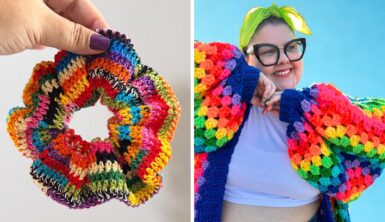 LIVE scrunchie de crochê colorido | Camila Fashion